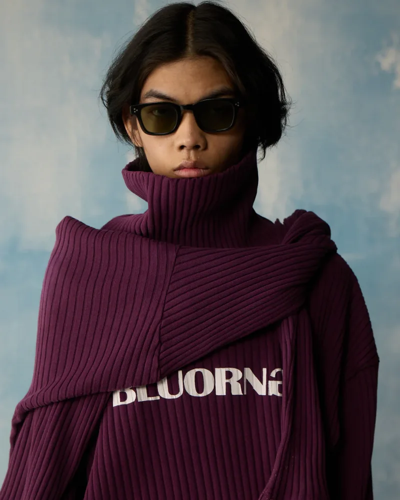 Maroon High Neck Rib Full Sleeve